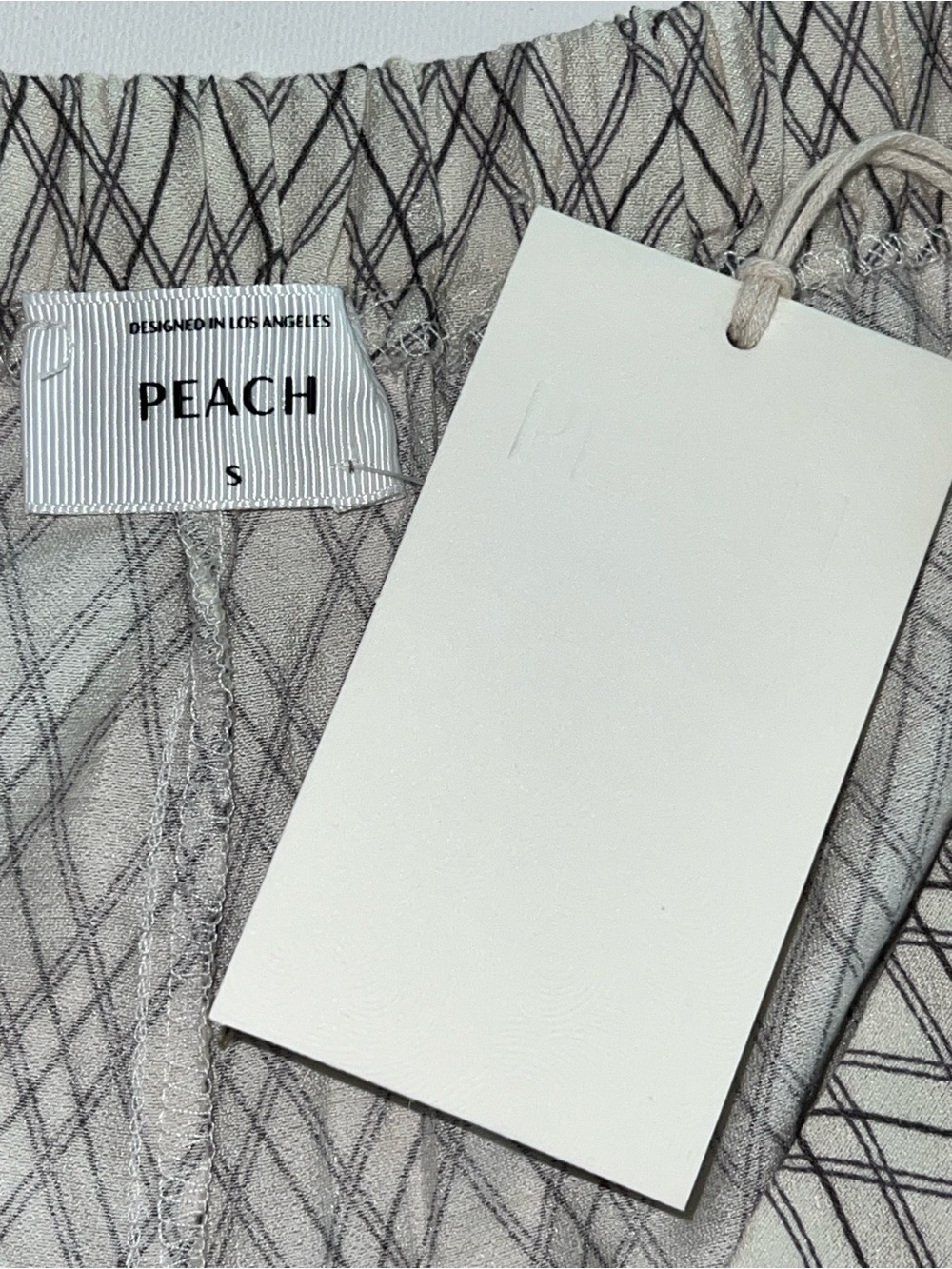NWT Peach Wide Leg Palazzo Pants Plaid Boho Flowy Small Ivory/Dark Gray - Picture 13 of 16